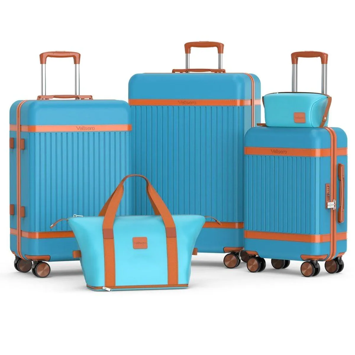 VALLSERO Trolleyset Hartschalen-Koffer, 3 Größen, TSA Schloss, 4 Rollen