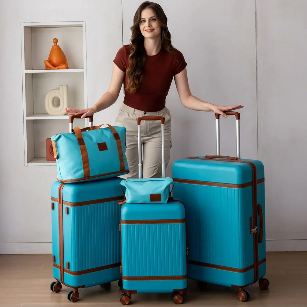 VALLSERO Trolleyset Hartschalen-Koffer, 3 Größen, TSA Schloss, 4 Rollen 2