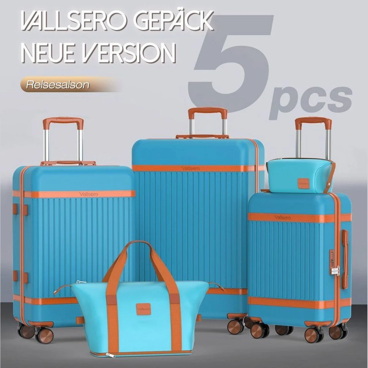 VALLSERO Trolleyset Hartschalen-Koffer, 3 Größen, TSA Schloss, 4 Rollen 3