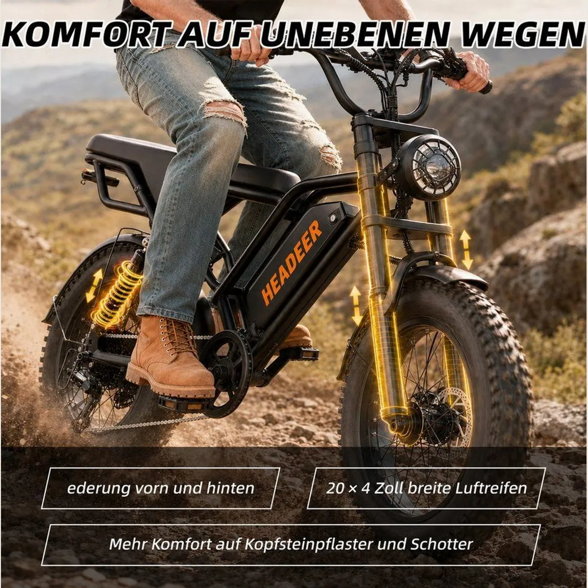 Vankel bk20 E-Bike, 250W Motor, 960Wh Akku, 20 Zoll Fatbike 4