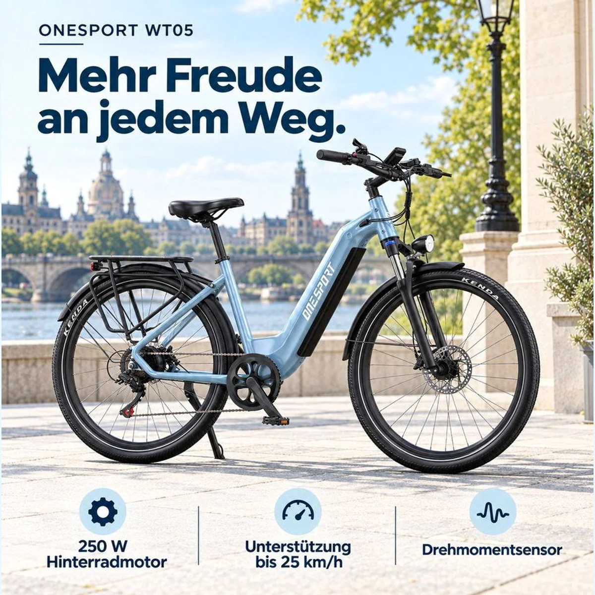 Vankel E-Bike Cityrad, 28 Zoll, 655Wh Akku, Shimano 7-Gang, 25 km/h Unterstützung 3