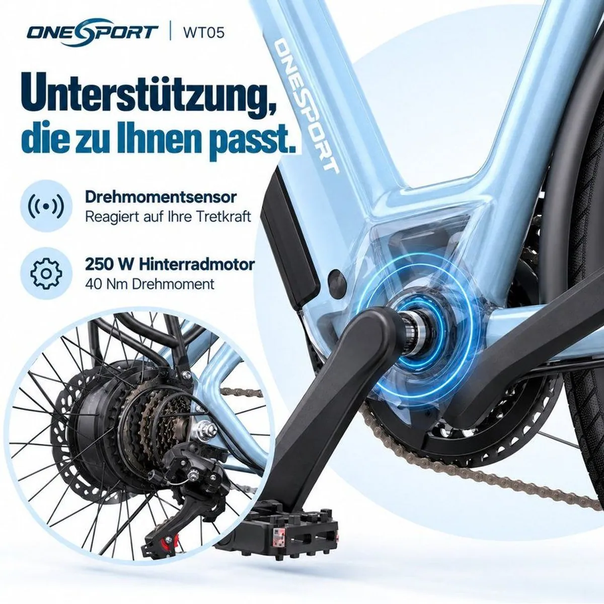 Vankel E-Bike Cityrad, 28 Zoll, 655Wh Akku, Shimano 7-Gang, 25 km/h Unterstützung 4