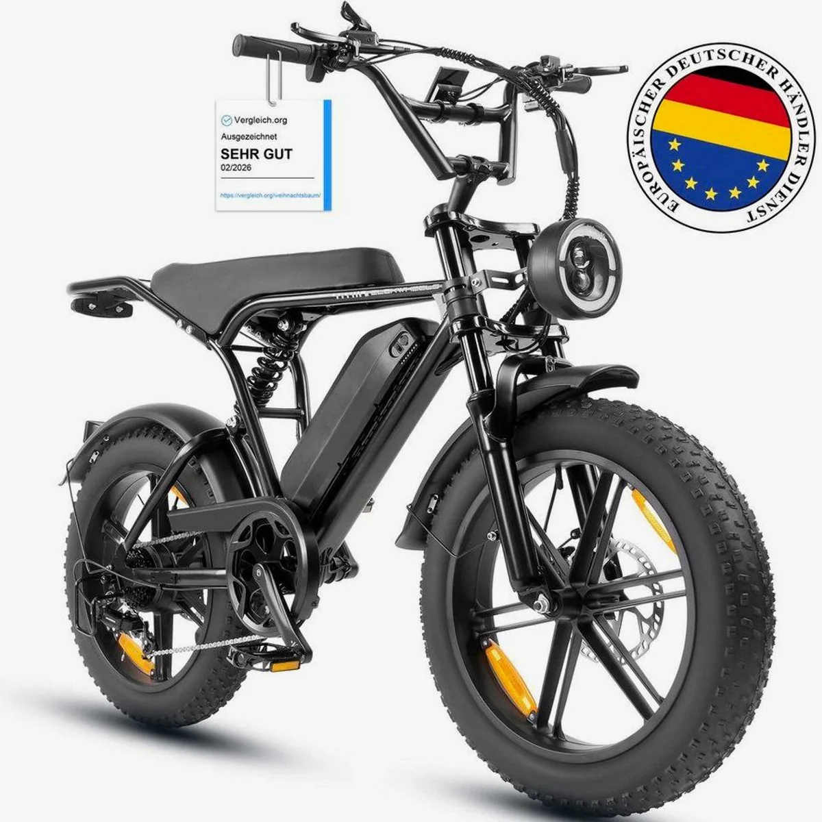 Vankel E-Bike E6-3.0, 720Wh Akku, 25 km/h Höchstgeschwindigkeit, 20" x 4" Reifen