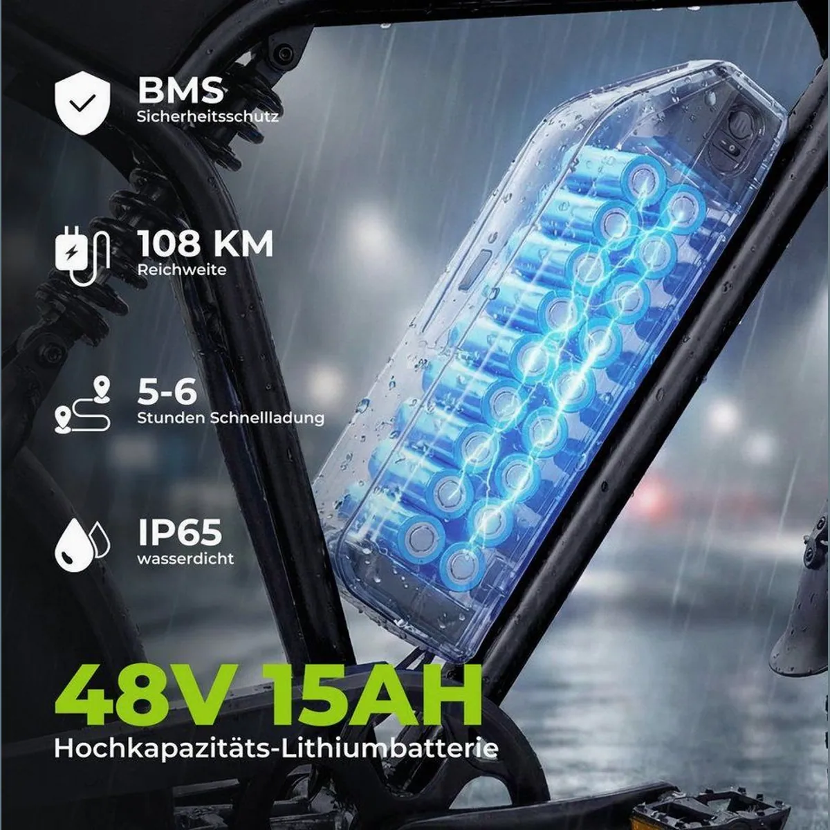 Vankel E-Bike E6-3.0, 720Wh Akku, 25 km/h Höchstgeschwindigkeit, 20" x 4" Reifen 3