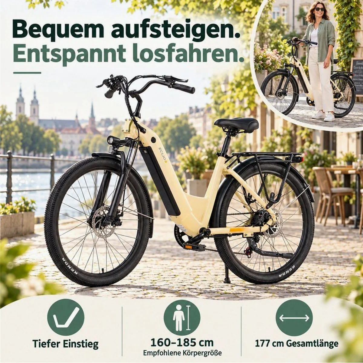 Vankel Eclio Otium 3 City-E-Bike, 250W Motor, 120 km Reichweite, 7-Gang-Schaltung 3