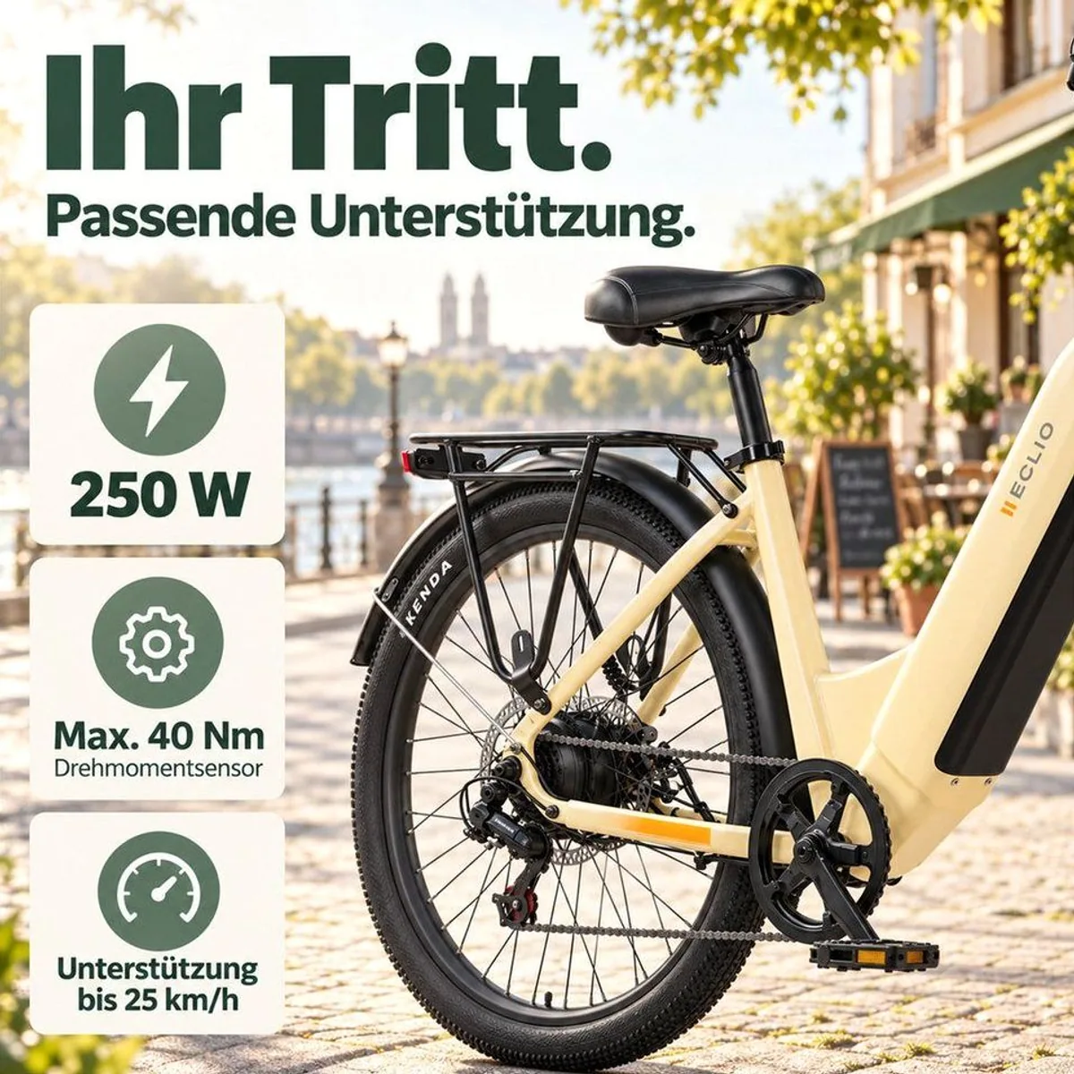 Vankel Eclio Otium 3 City-E-Bike, 250W Motor, 120 km Reichweite, 7-Gang-Schaltung 5