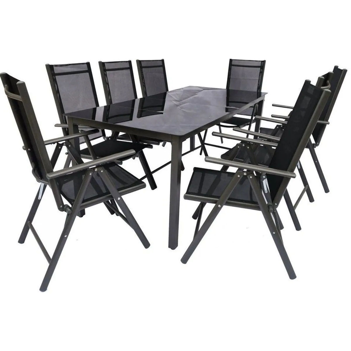 VCM Garten-Essgruppe Miami 9er Set, robust und platzsparend — Tisch & 8 Klappstühle 5