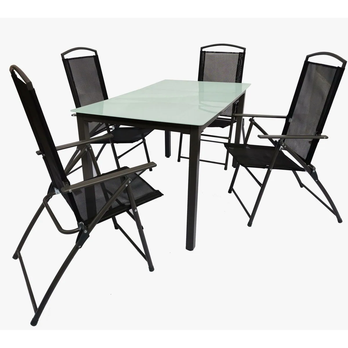 VCM Garlos Garten-Essgruppe 7-tlg, klappbare Stühle & Sicherheitsglas-Tisch 2