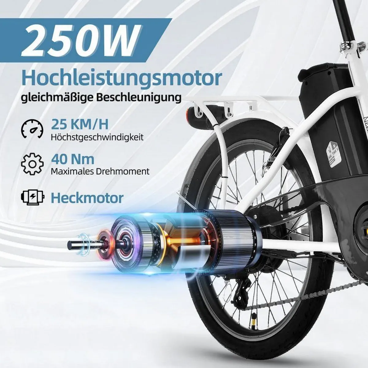 VECOCRAFT E-Bike Faltrad NEMESIS, 468 Wh Akku, 6-Gang, kompakt und leistungsstark 2