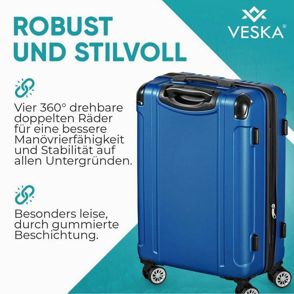 VESKA Trolleyset Hartschalenkoffer, 3-teilig, TSA Schloss, erweiterbar, 4 Rollen 3
