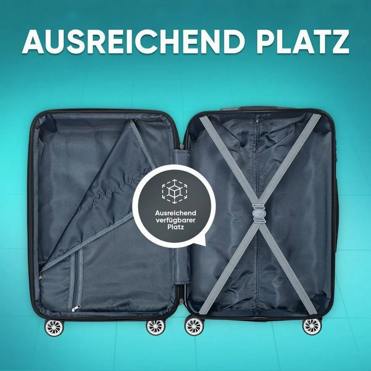 VESKA Trolleyset Hartschalenkoffer, 3-teilig, TSA Schloss, erweiterbar, 4 Rollen 4