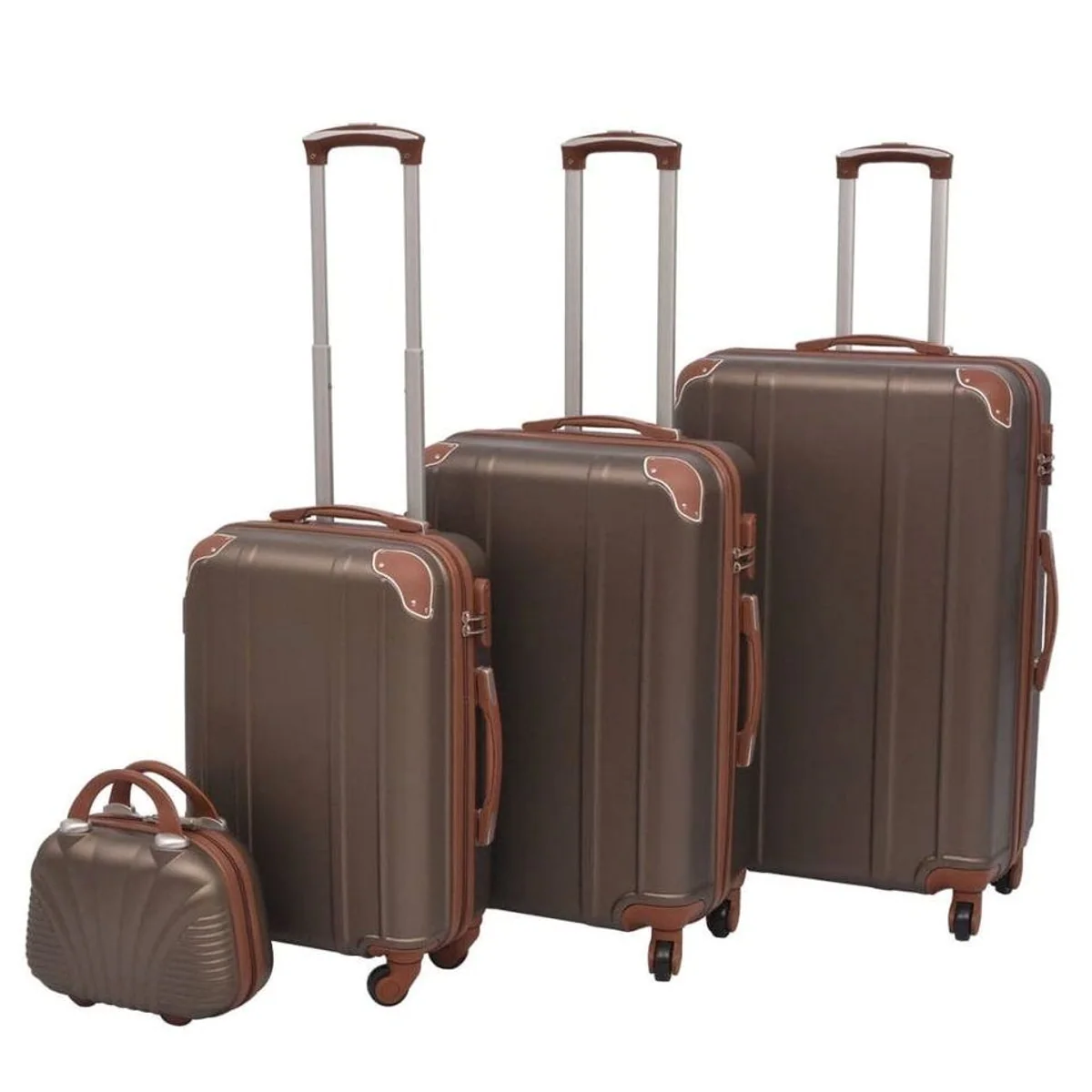 vidaXL Hartschalen-Trolley-Set Kaffeebraun, 4-teilig, leicht & robust