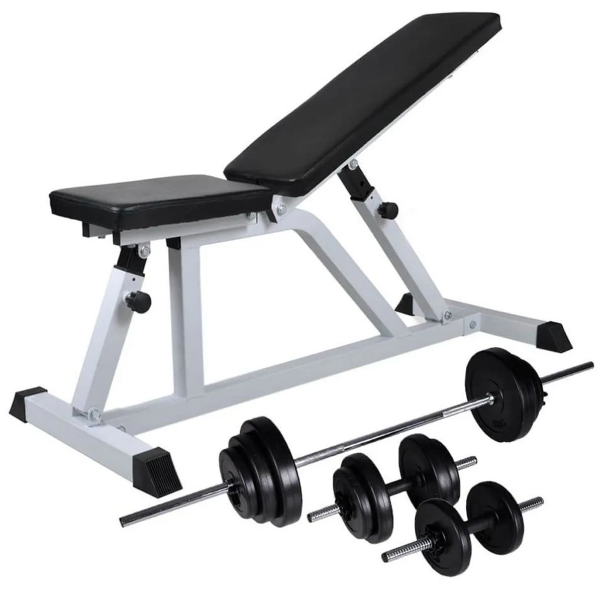 vidaXL Hantel-Set mit Hantelbank, 30,5 kg, vielseitig einsetzbar