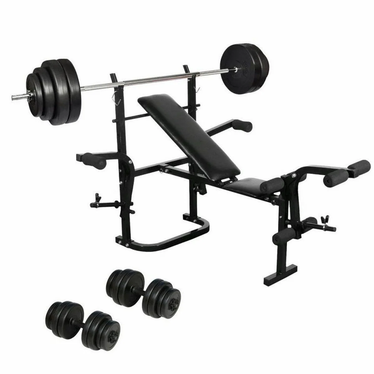 vidaXL klappbare Hantelbank mit Langhantel- und Kurzhantelset, vielseitig einsetzbar