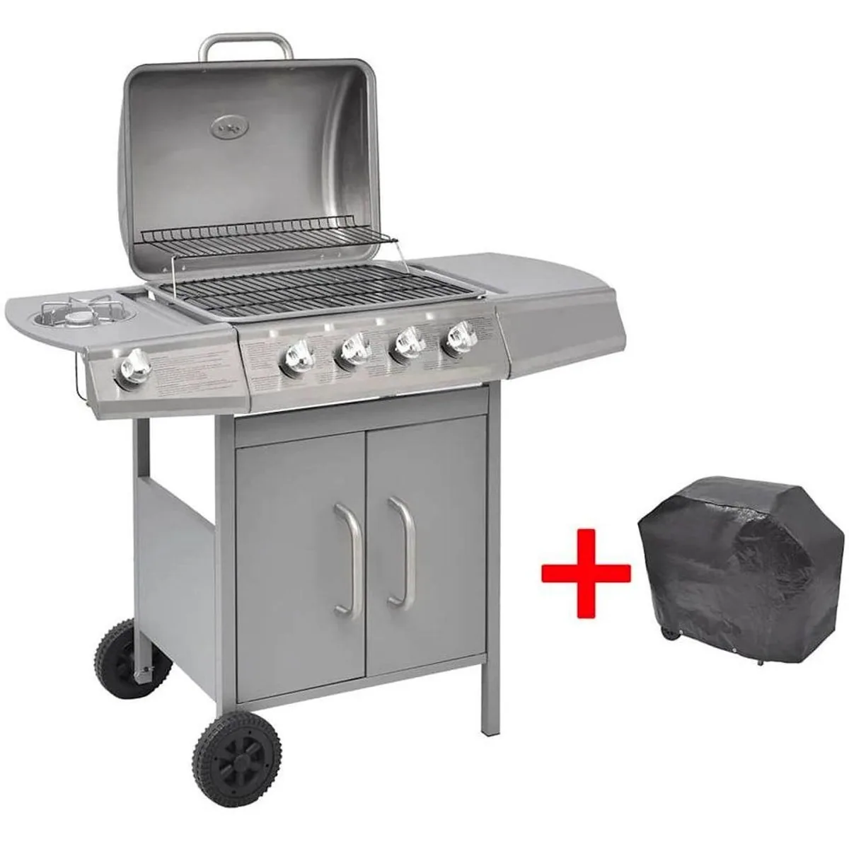 vidaXL Gasgrill 4+1 Flammen, große Grillfläche, integriertes Thermometer 4