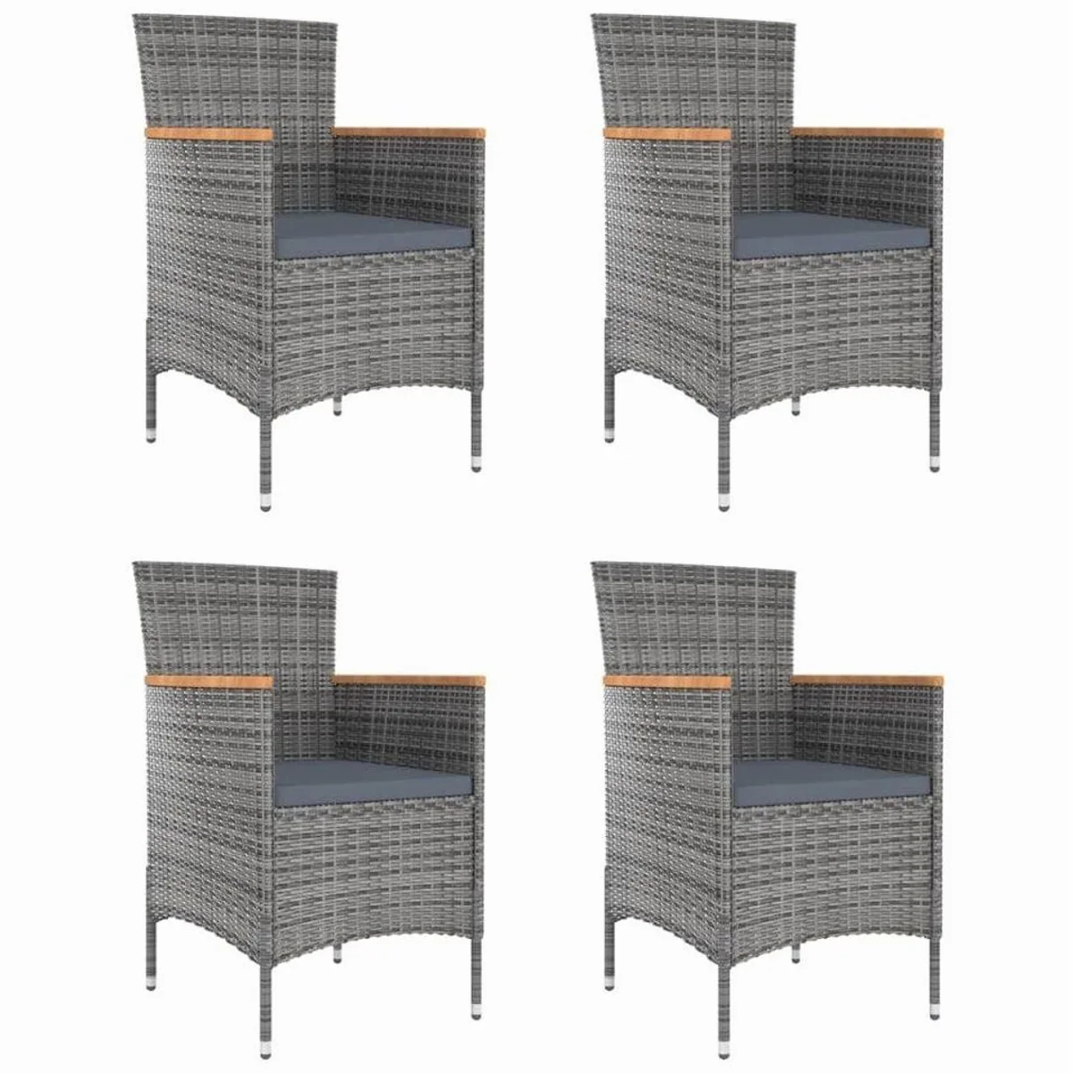 vidaXL Gartenstuhl, 4er Set, robustes Poly Rattan, ergonomisches Design