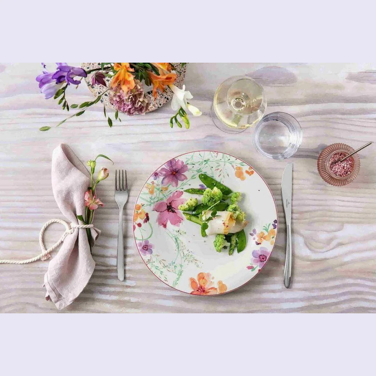 Villeroy & Boch Mariefleur Basic Teller-Set, 18-teilig, für 6 Personen — elegantes Blumendekor, spülmaschinenfest, mikrowellensicher 5