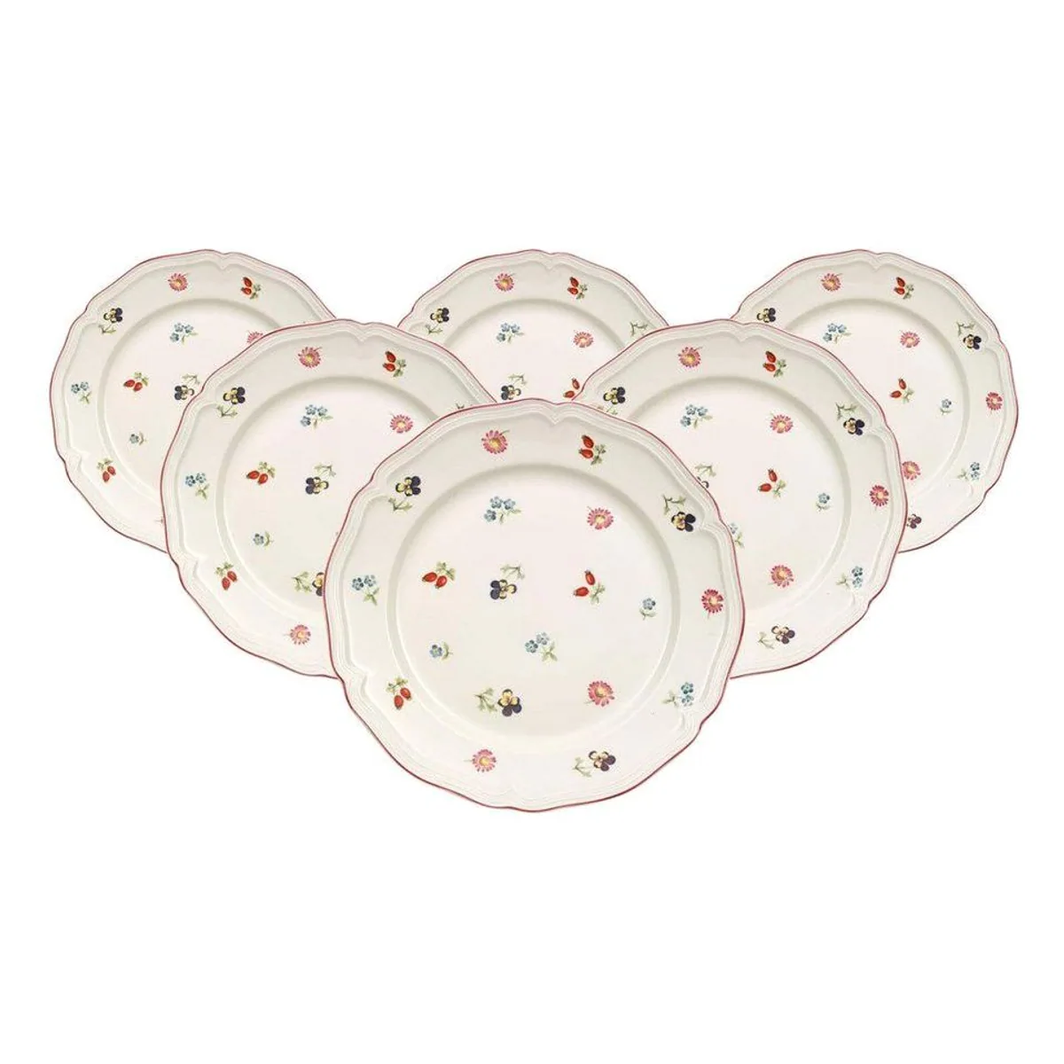 Villeroy & Boch Petite Fleur Frühstücksteller, romantisches Design, spülmaschinenfest — 6er Set