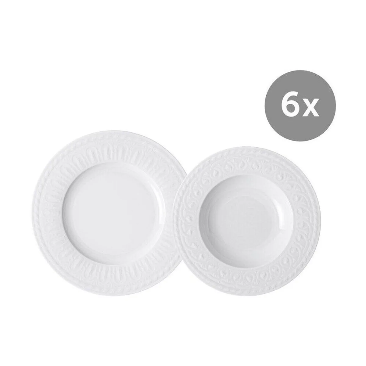 Villeroy & Boch Cellini Suppenteller Set, 12-teilig, für 6 Personen