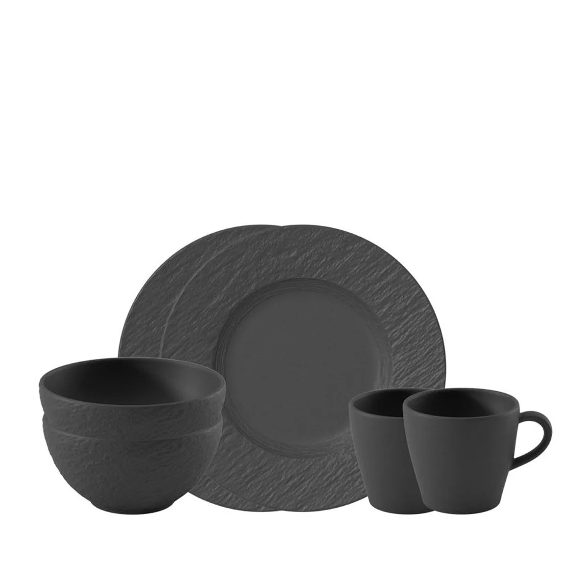 Villeroy & Boch Manufacture Rock Frühstücksset, modernes Design, spülmaschinenfest