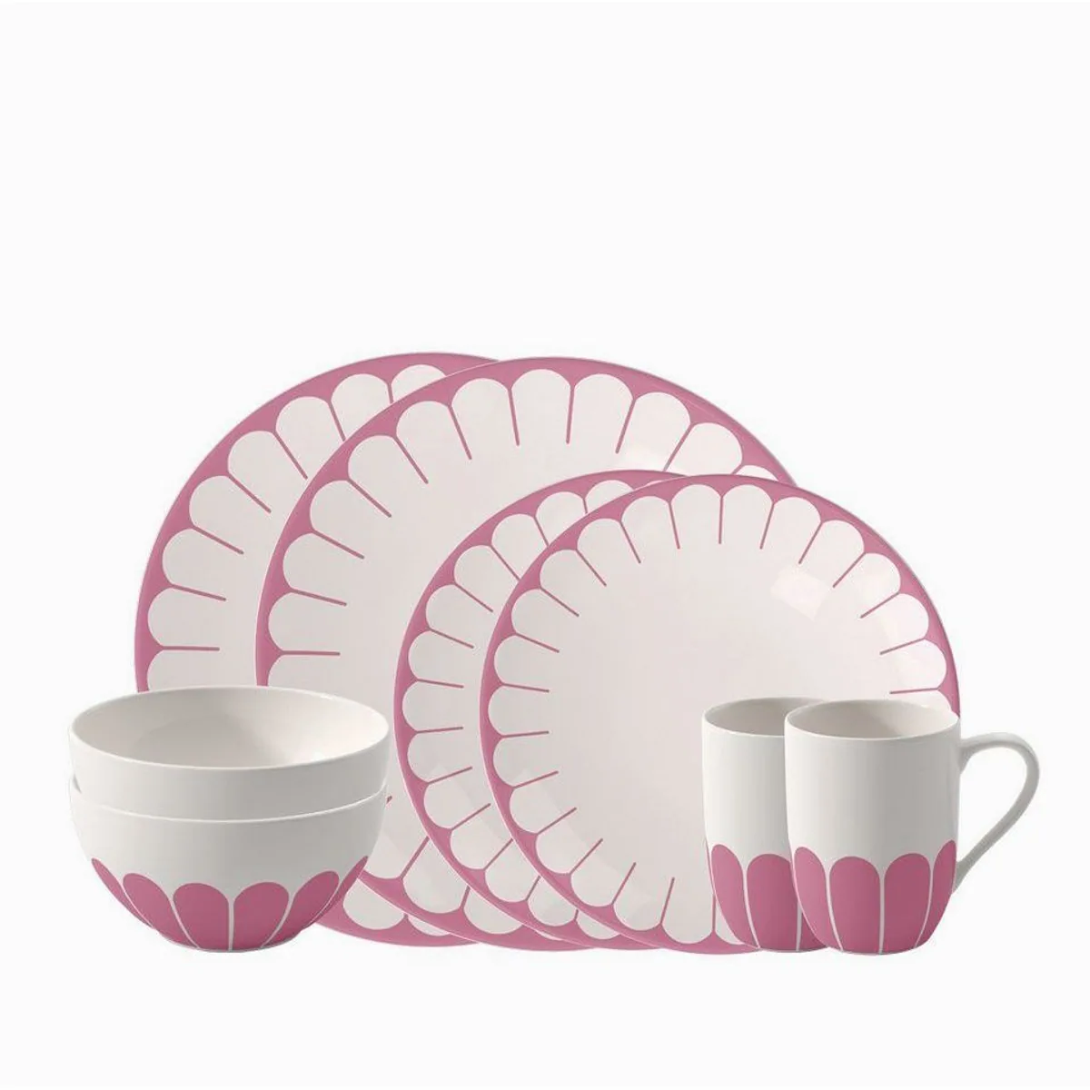 Villeroy & Boch Fleur Geschirr-Set, 8-teilig, florales Design, spülmaschinen- & mikrowellengeeignet