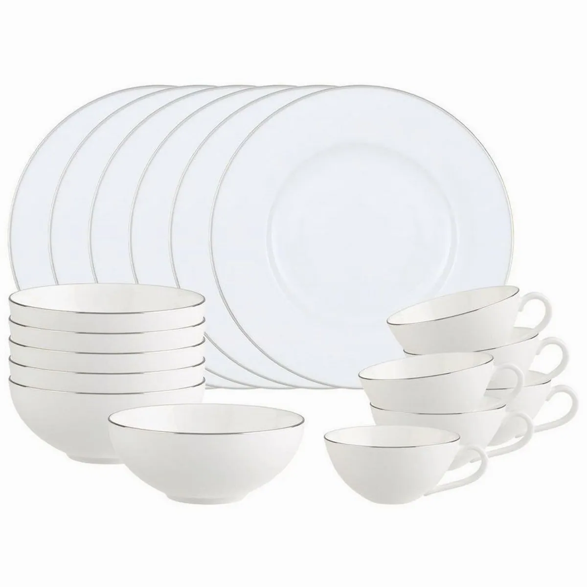 Villeroy & Boch Anmut Platinum No. 1 Frühstücks-Set, 18-teilig, edles Porzellan, spülmaschinenfest