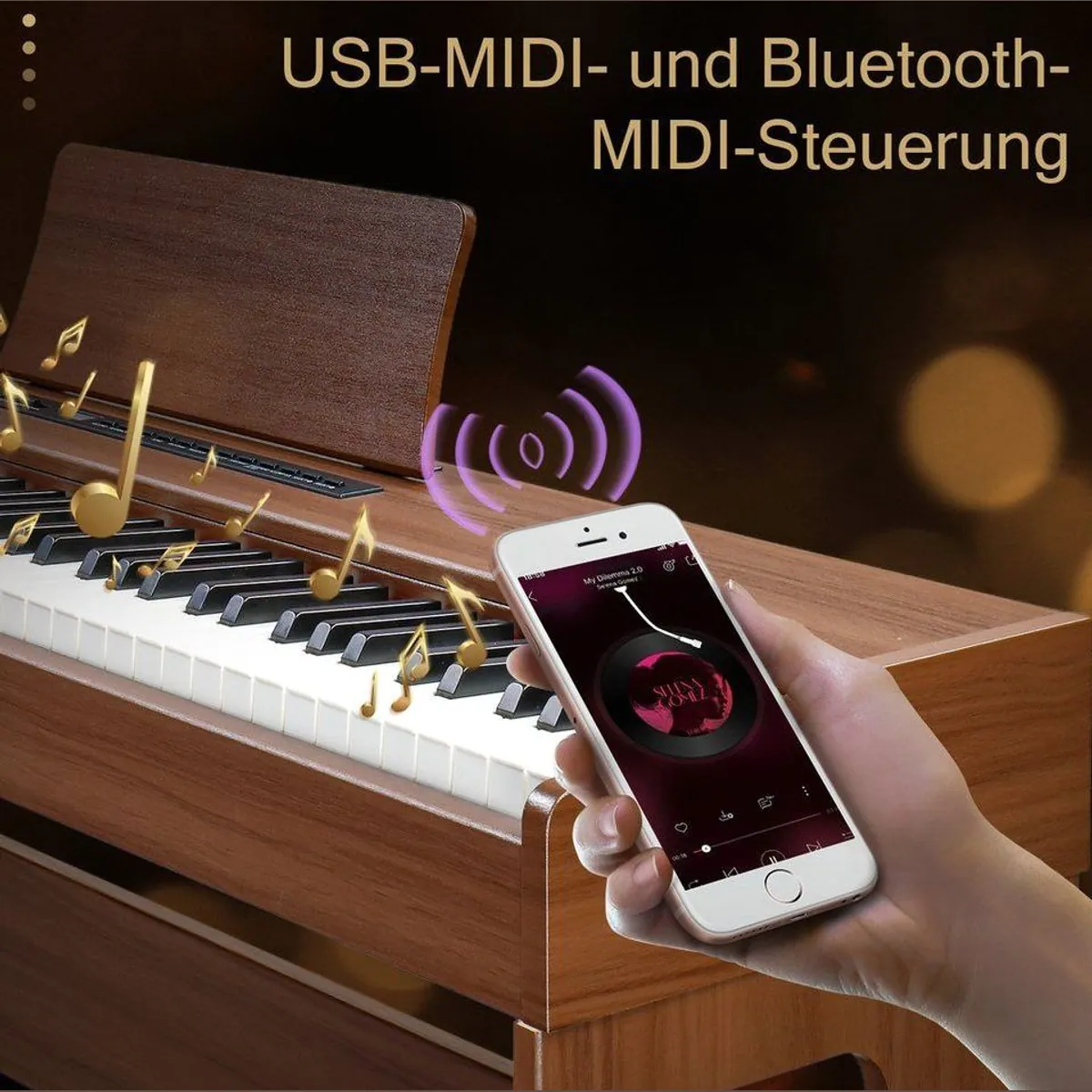 VINGLI GDP-104 Digitalpiano, 88 vollgewichtete Tasten, Bluetooth, inkl. Klavierständer 2
