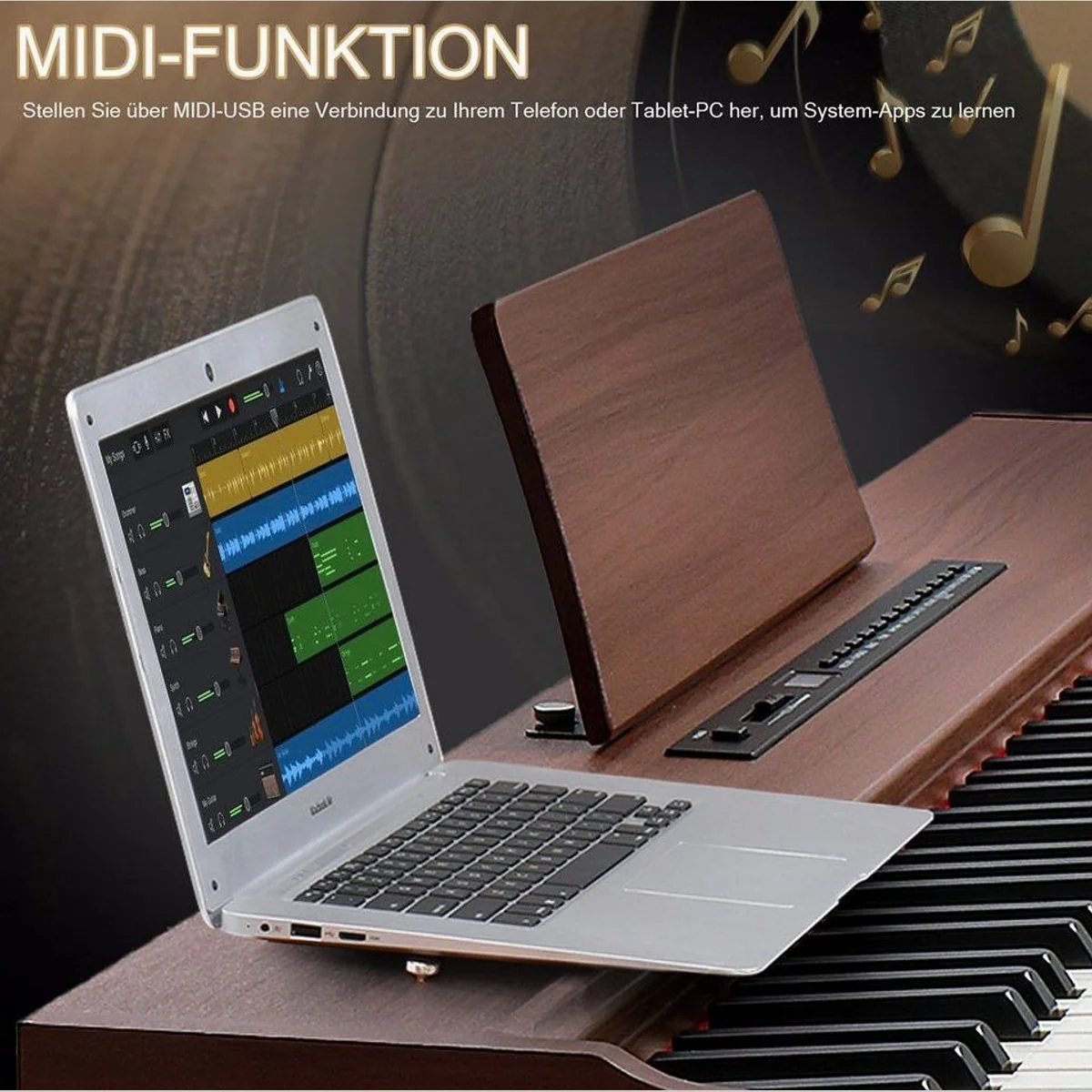 VINGLI GDP-104 Digitalpiano, 88 vollgewichtete Tasten, Bluetooth, inkl. Klavierständer 5