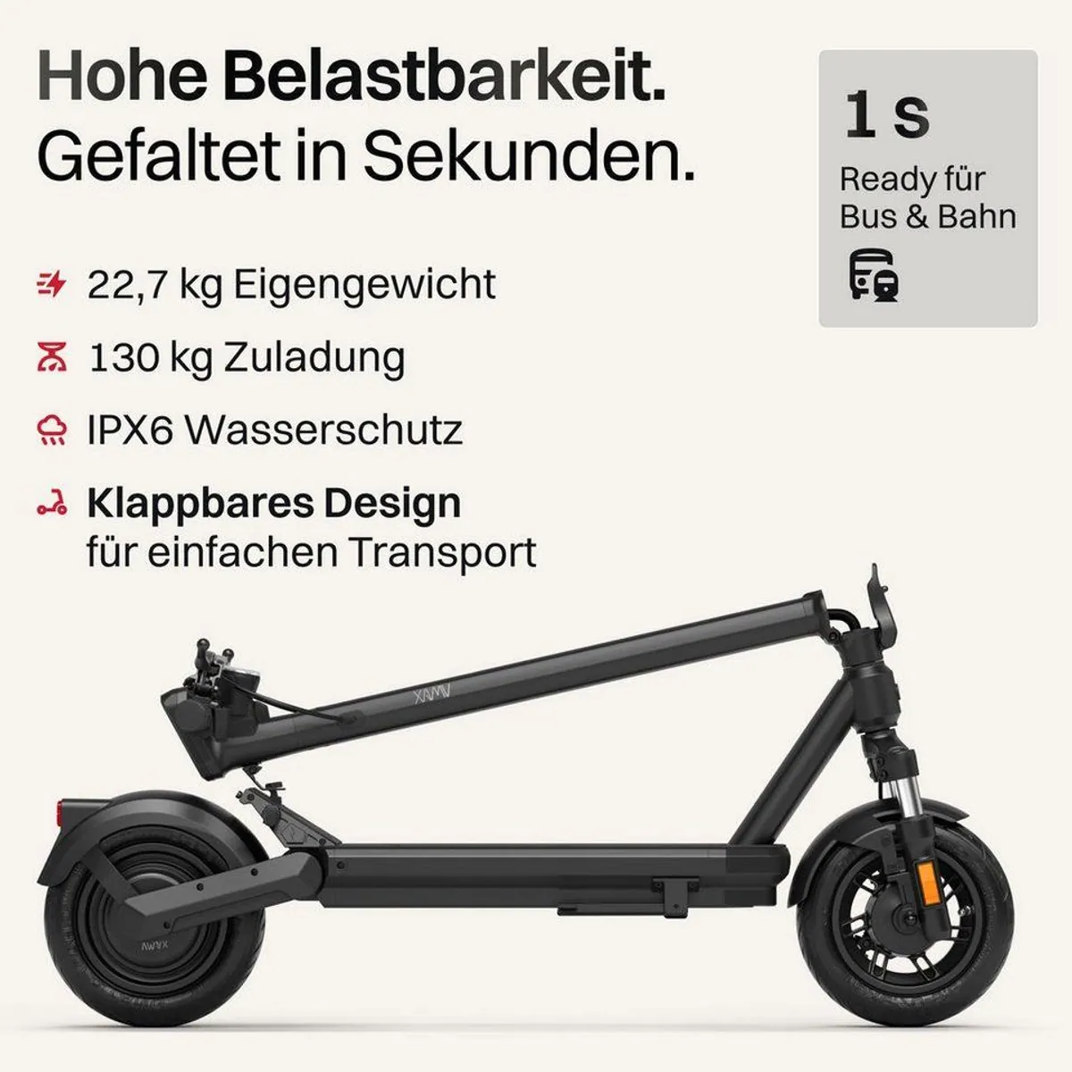 VMAX VX2 Lite E-Scooter, hohe Reichweite, kraftvoller Motor, Straßenzulassung 4