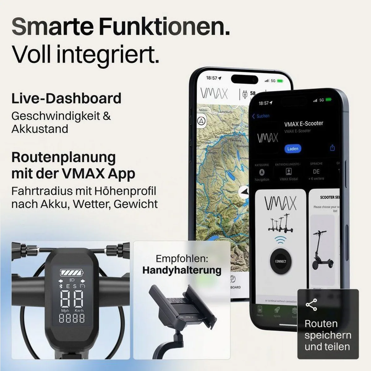 VMAX VX2 Lite E-Scooter, bis zu 90 km Reichweite, 500 W Motor 3