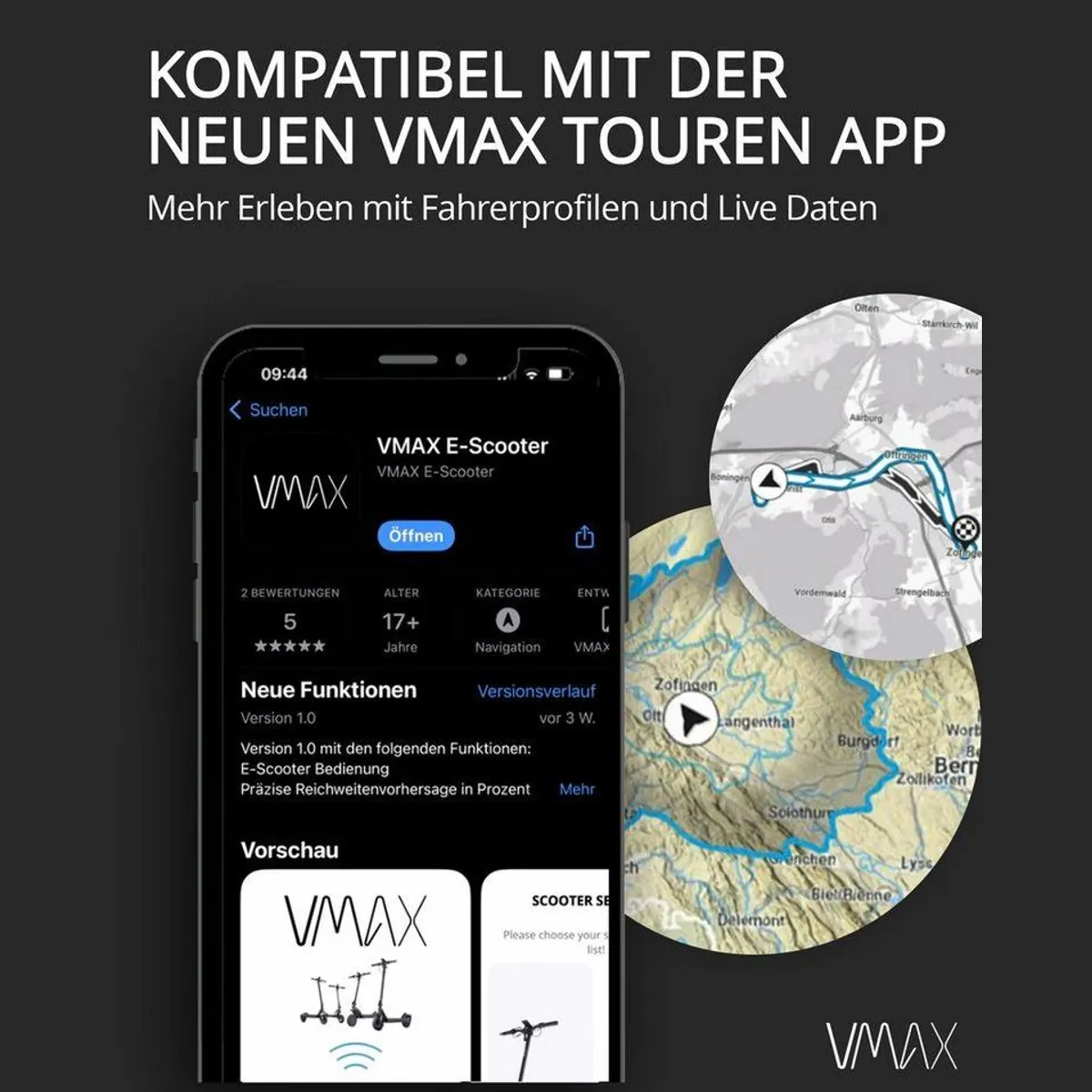 VMAX VX4 GT E-Scooter, 500 W, klappbar, 20 km/h, Straßenzulassung 4