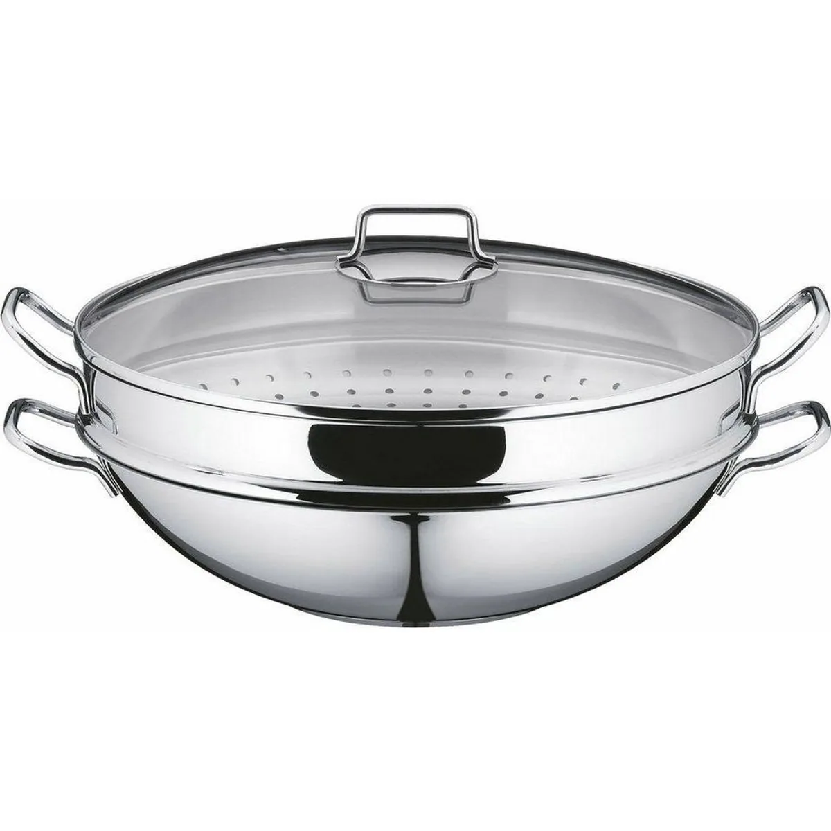 WMF Wok Macao 36 cm, Induktion, Cromargan Edelstahl — vielseitig, hitzebeständig, inklusive Dämpfeinsatz