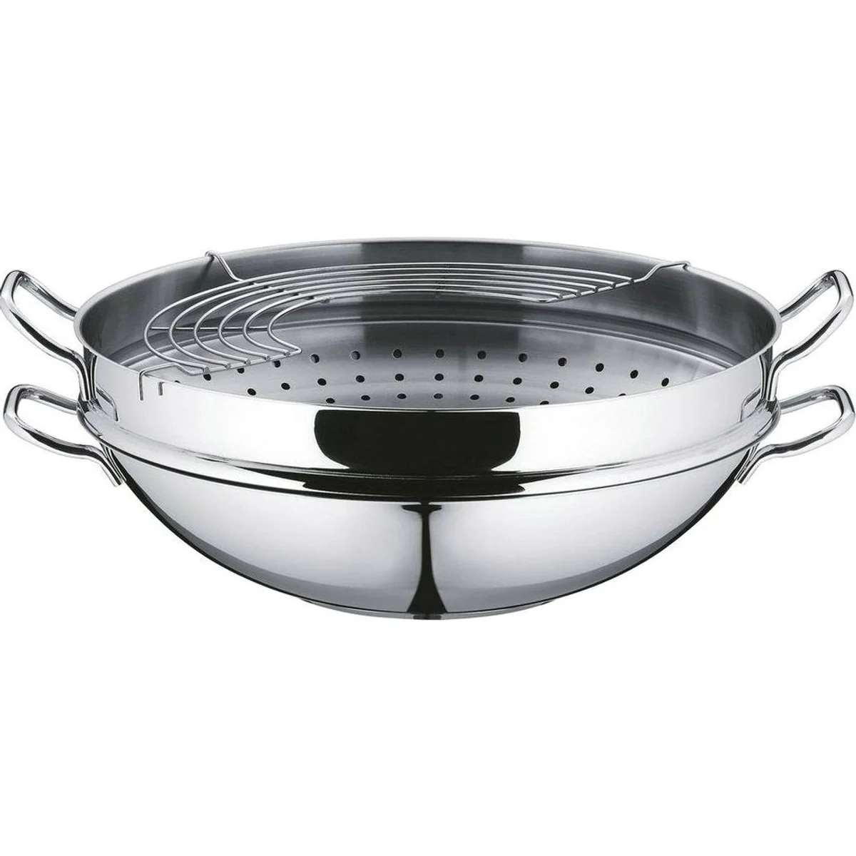 WMF Wok Macao 36 cm, Induktion, Cromargan Edelstahl — vielseitig, hitzebeständig, inklusive Dämpfeinsatz 2
