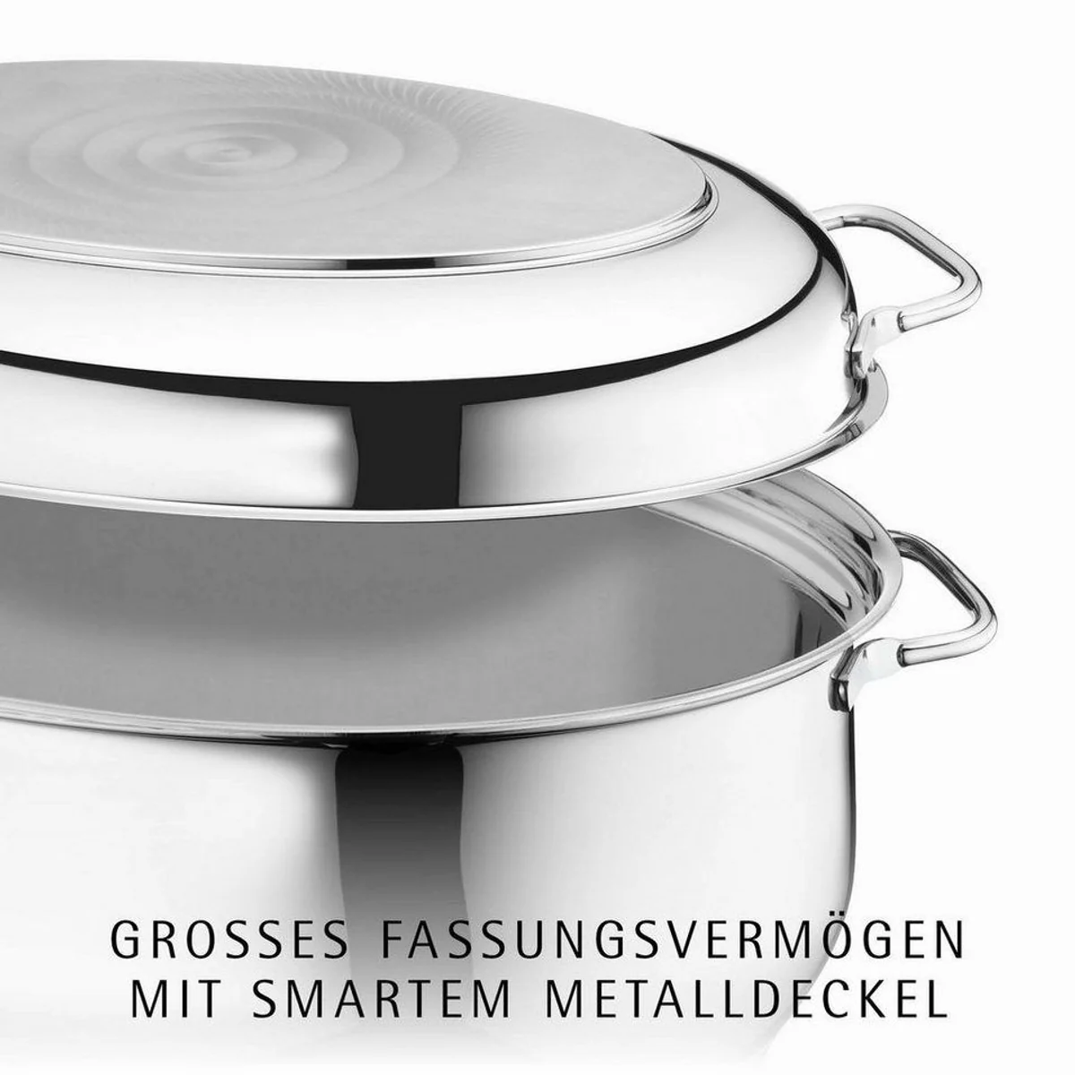 WMF Bräter Schmortopf, Induktion, hitzebeständig, Cromargan Edelstahl 3
