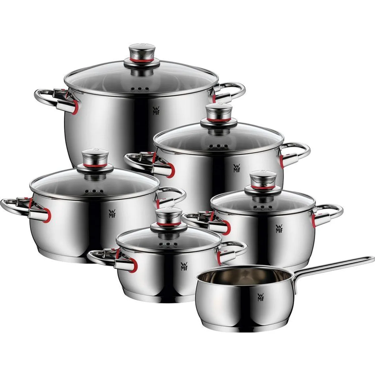 WMF Quality One Topf-Set, 11-teilig, Cool+ Technologie, Glasdeckel