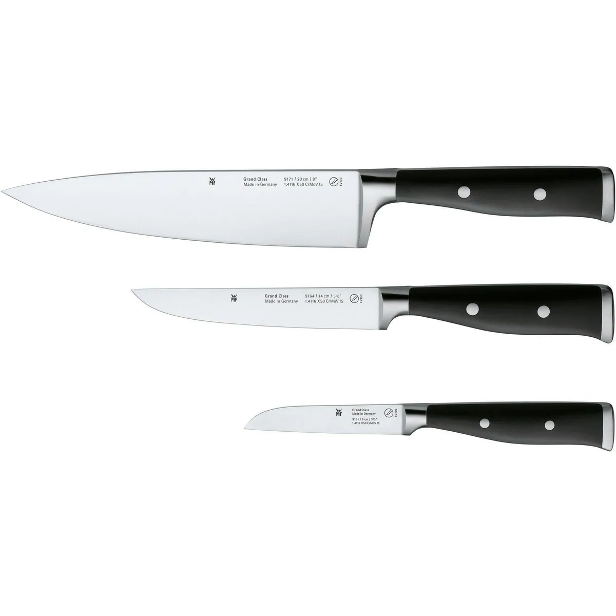 WMF Grand Class Messer-Set, 3-teilig, spezielle Klingenqualität, ergonomische Griffe