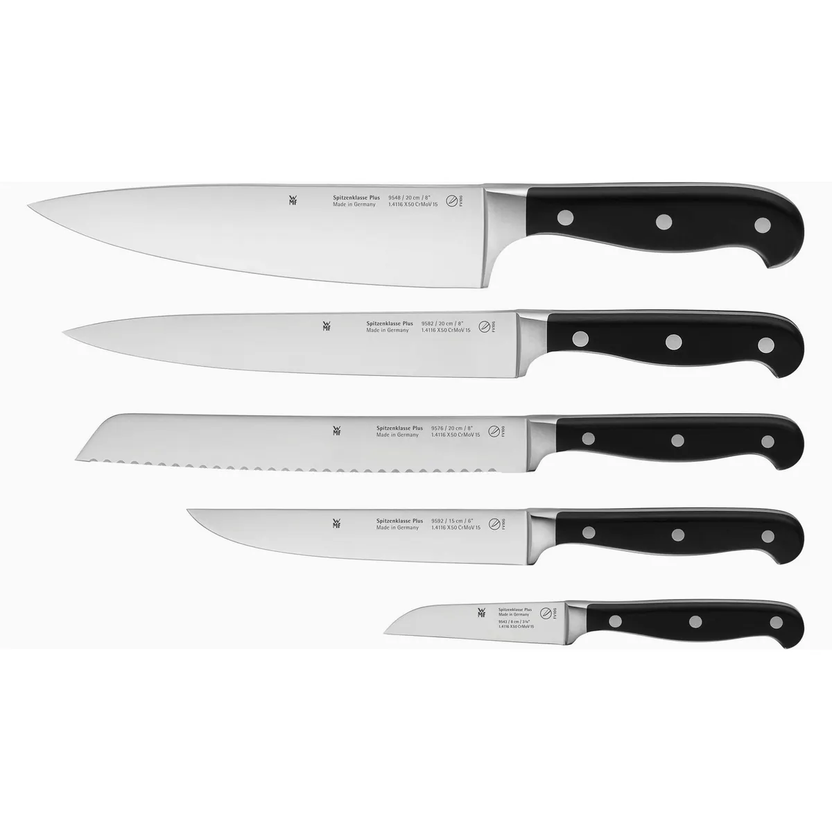WMF Spitzenklasse Plus Messer-Set, 5-teilig, handgeschmiedet, optimale Schärfe