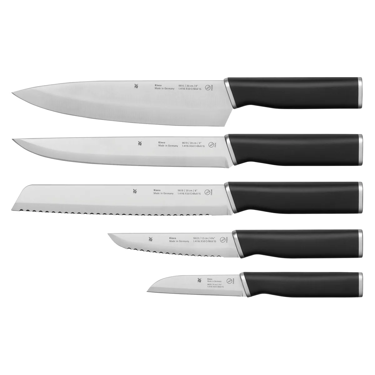 WMF Kineo Messer-Set, 5-teilig, scharf & ergonomisch — für alle Schneidarbeiten