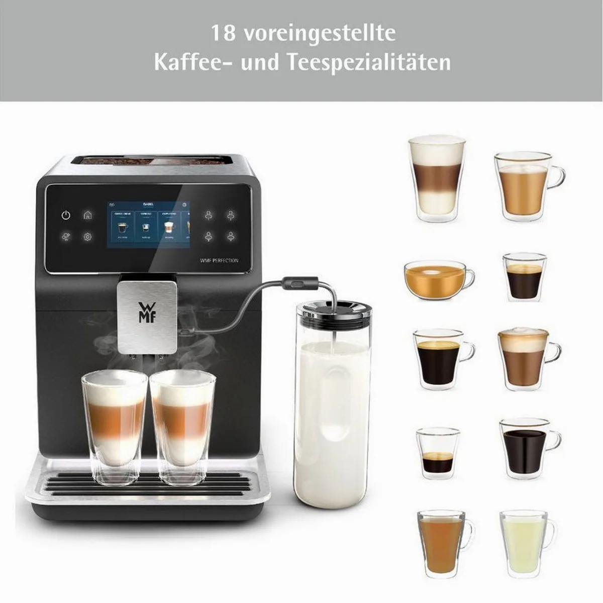 WMF Perfection 880L Kaffeevollautomat, 18 Getränke, Double Thermoblock, Edelstahl-Mahlwerk 5