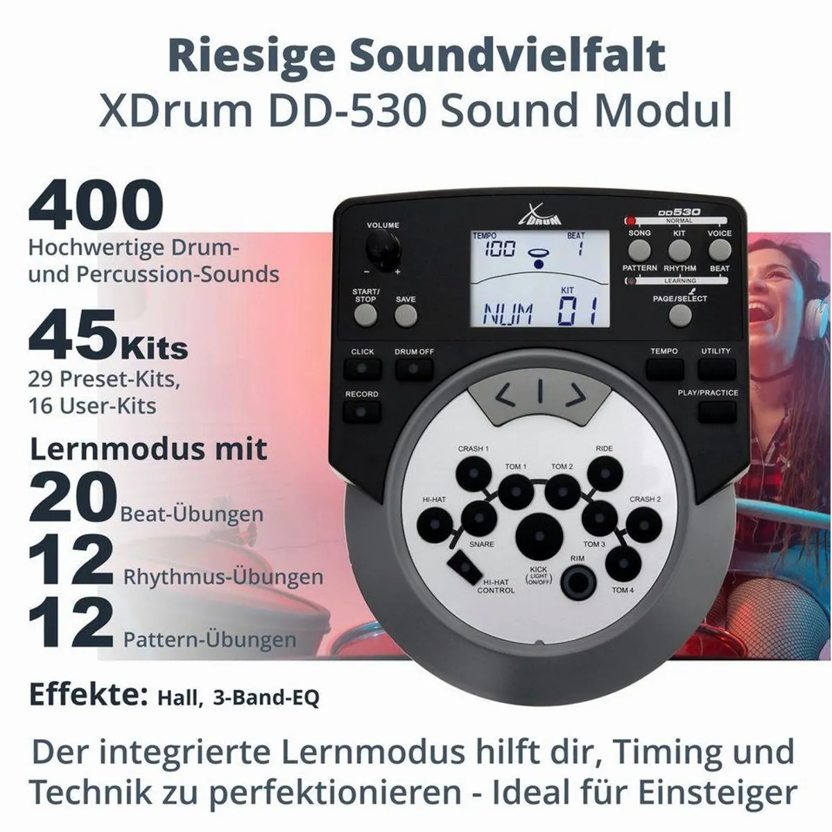 XDrum DD-530 E-Drum, 45 Drumkits, 400 Sounds, Mesh Heads 2