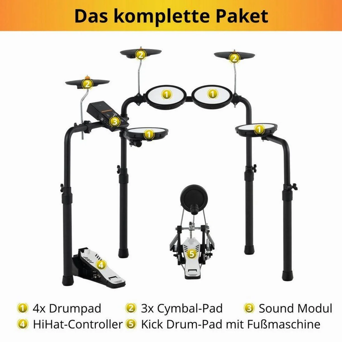 XDrum DD-250P E-Drum Kit, kompakt, Bluetooth, 12 Presetkits 3