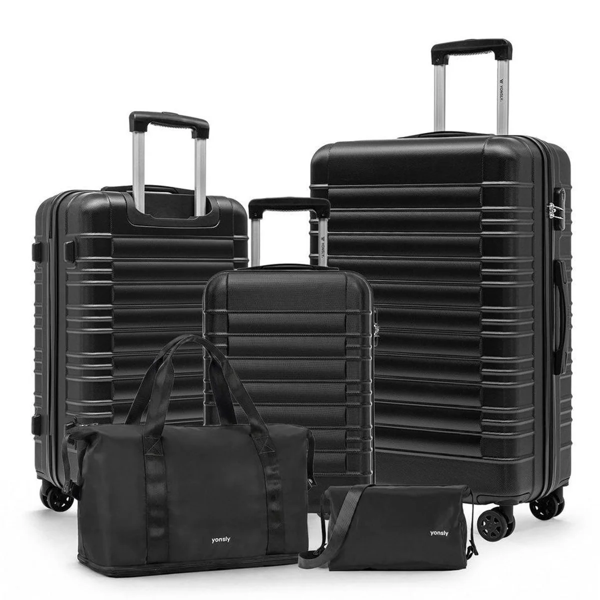 YONSLY Trolleyset, 5-teilig mit Reisetasche und Kosmetiktasche, 4 Rollen