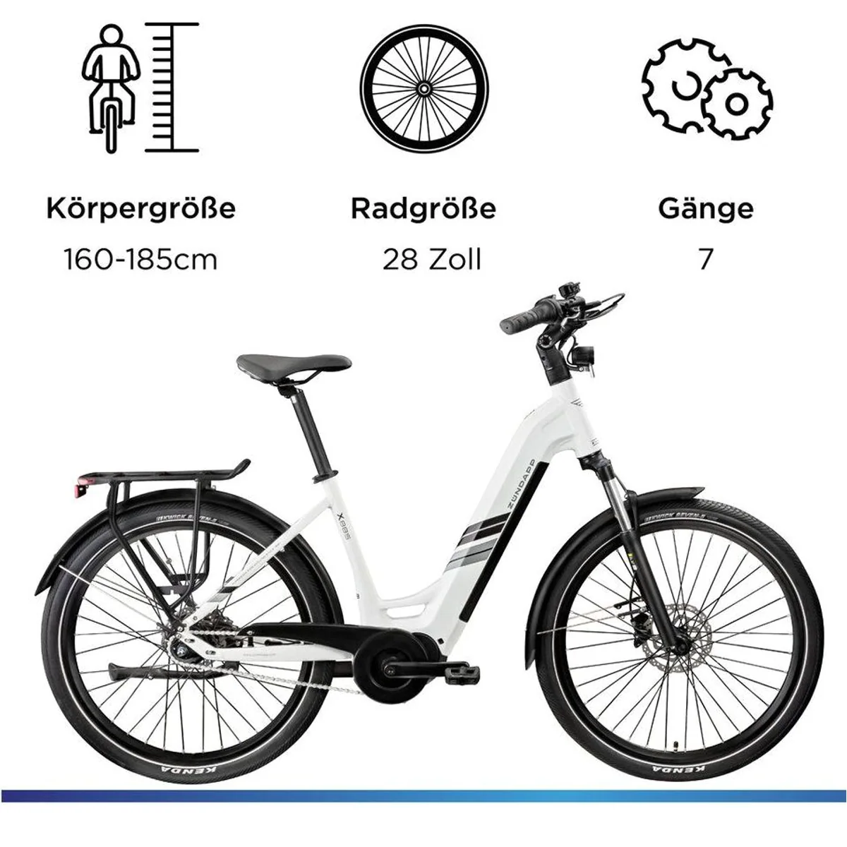 Zündapp X885 E-Bike Cityrad, 28 Zoll, 7 Gang, Mittelmotor, 550 Wh 3