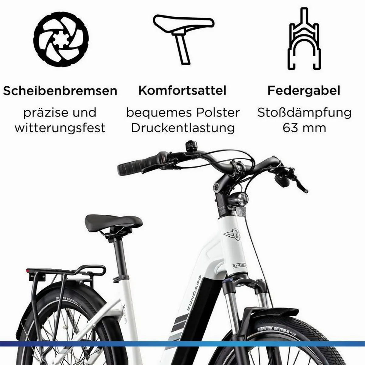 Zündapp X885 E-Bike Cityrad, 28 Zoll, 7 Gang, Mittelmotor, 550 Wh 4