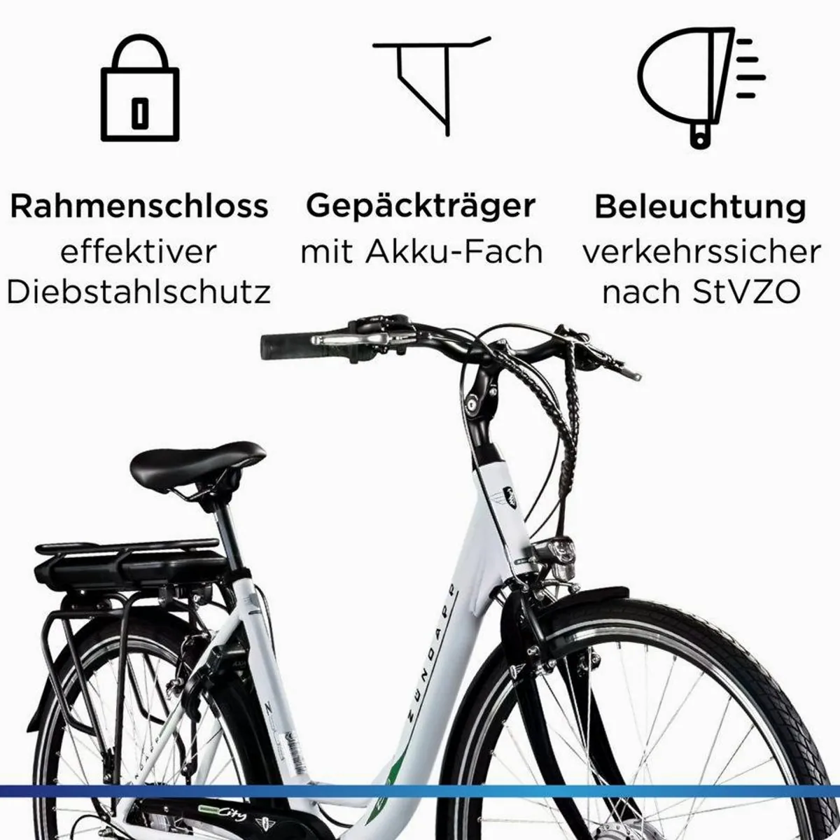 Zündapp Z503 E-Bike Cityrad, 536 Wh Akku, 7-Gang Shimano, Frontmotor 4