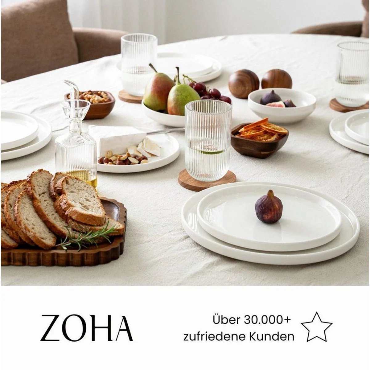 Zoha Pure Geschirr-Set, 24 oder 48-teilig, spülmaschinen- und mikrowellengeeignet 2