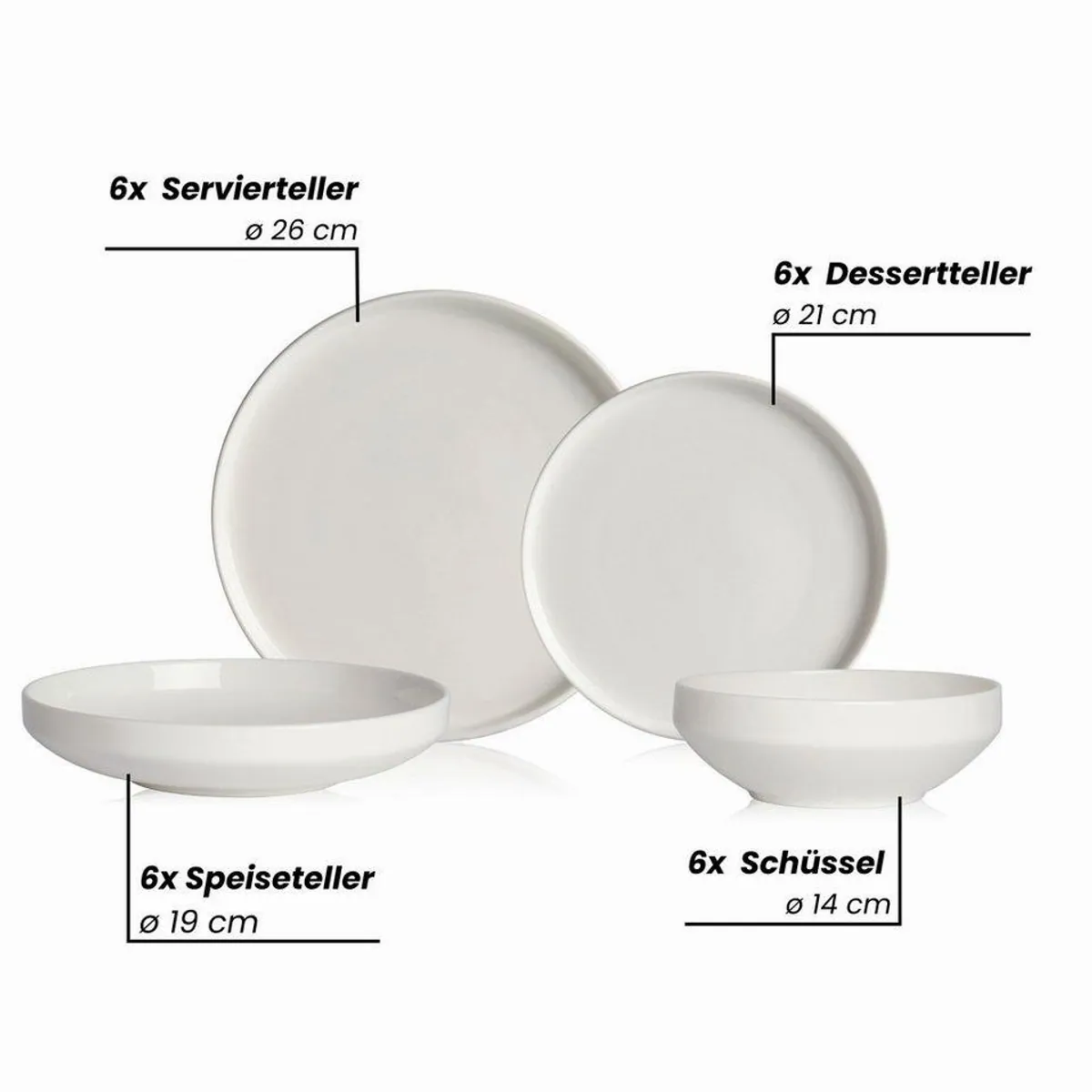 Zoha Pure Geschirr-Set, 24 oder 48-teilig, spülmaschinen- und mikrowellengeeignet 3