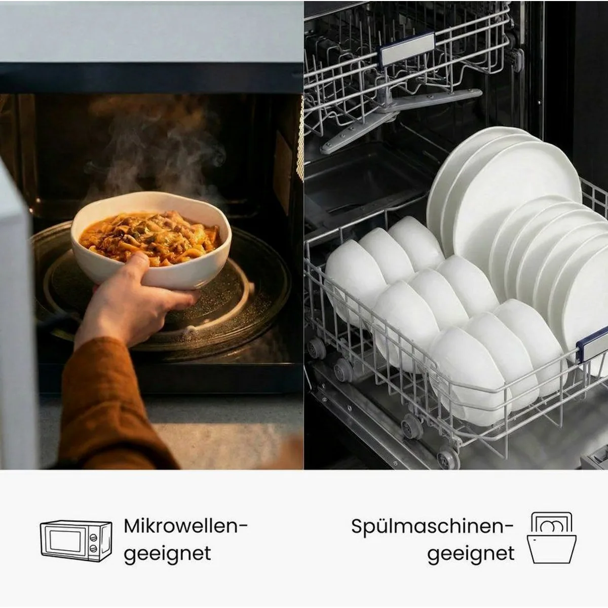Zoha Perlemor Teller-Set, skandinavisches Design, spülmaschinenfest — 24-teilig für 6 Personen 2