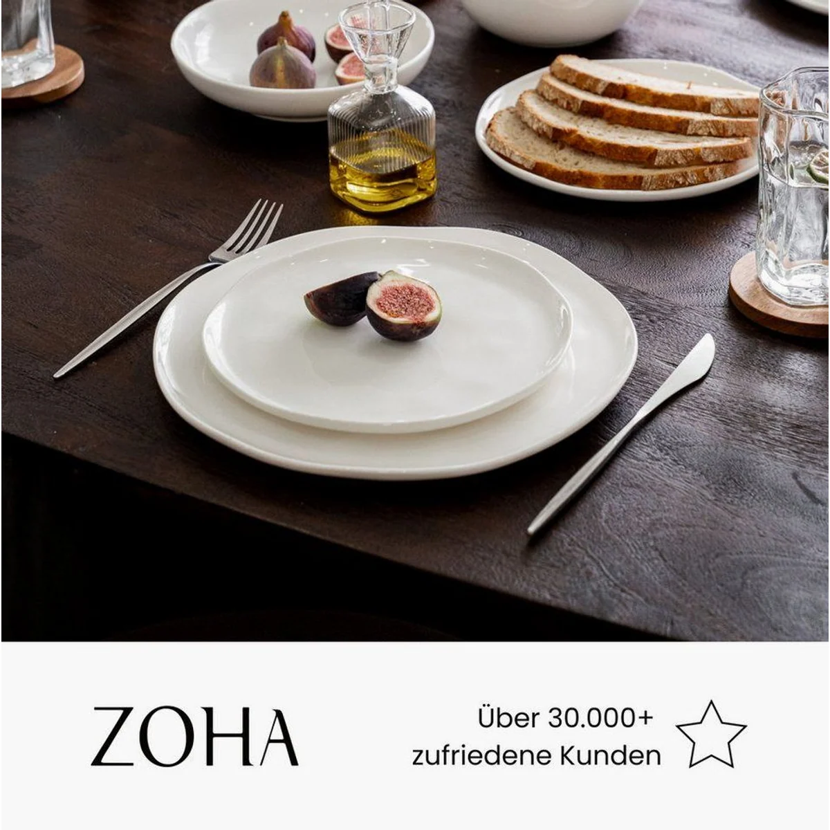 Zoha Perlemor Teller-Set, skandinavisches Design, spülmaschinenfest — 24-teilig für 6 Personen 3