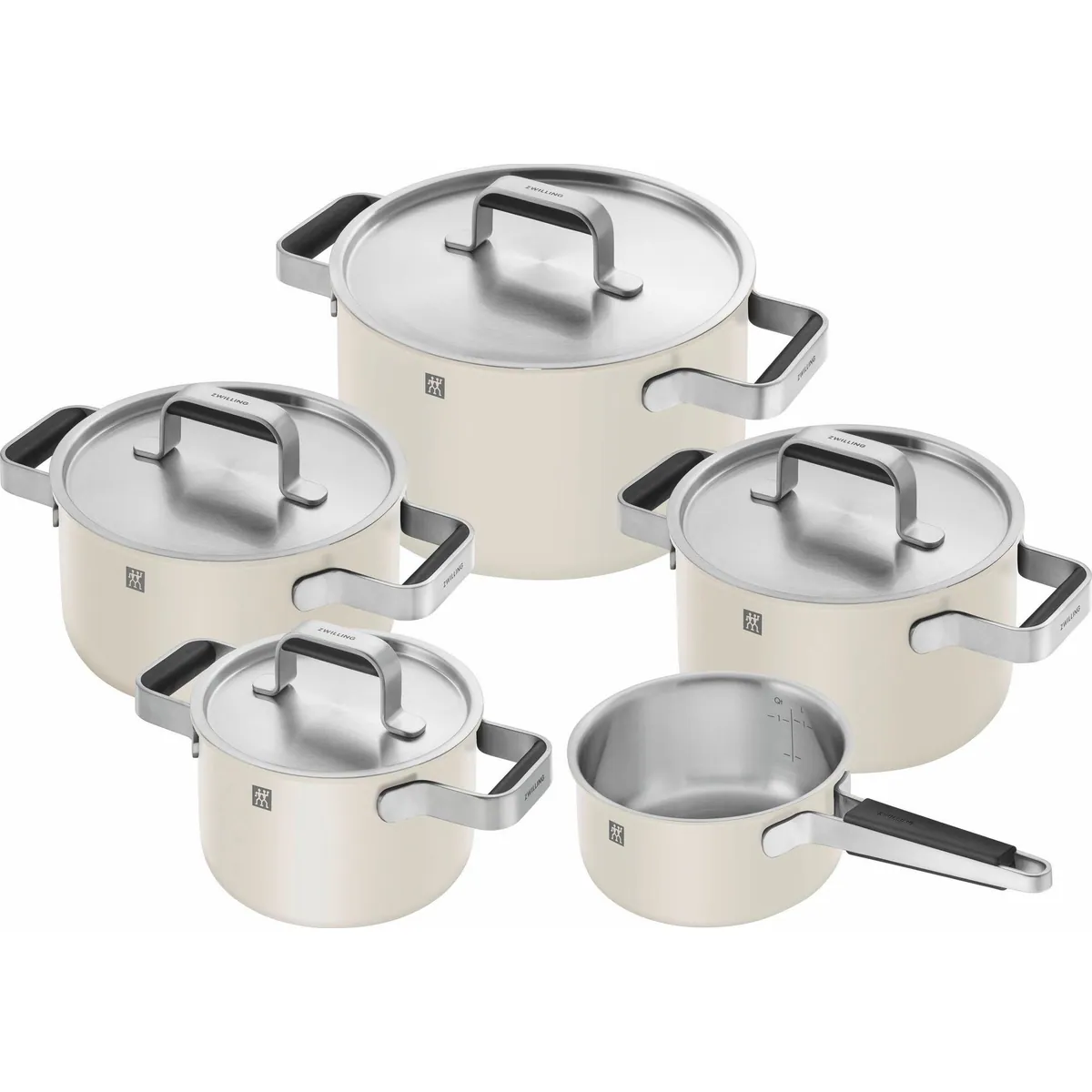 Zwilling Topf-Set Pure, 5-teilig, Edelstahl 18/10 — perfekte Wärmeverteilung, Stay-Cool-Griffe, langlebiges Design